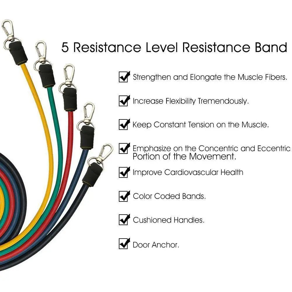 11 In Kit Upgrade Resistance Loop Bands Home Exercise Sports Fitness - Allen-Fitness