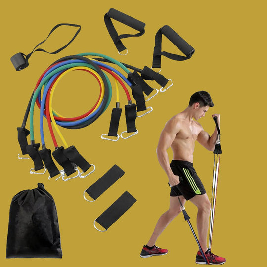 11 - Piece Resistance Bands Set - Adjustable Exercise Bands for Sports, Fitness, and Therapy - Allen - Fitness