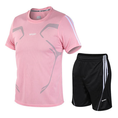 Set Men's Sports Set Fitness Short Sleeve T-Shirt Shorts Light Strong Dry breathable casual short T sportswear - Allen Fitness