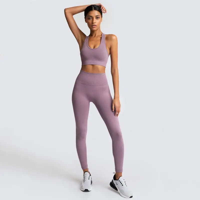 2 piece set 12 colours push up yoga bra high quality high waist leggings set - Allen-Fitness