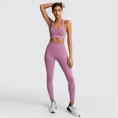 2 piece set 12 colours push up yoga bra high quality high waist leggings set - Allen-Fitness