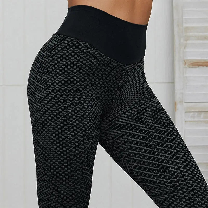 CHRLEISURE Grid Tights Yoga Pants Women Seamless High Waist Leggings Breathable Gym Fitness Push Up Clothing Girl Yoga Pant - Allen-Fitness