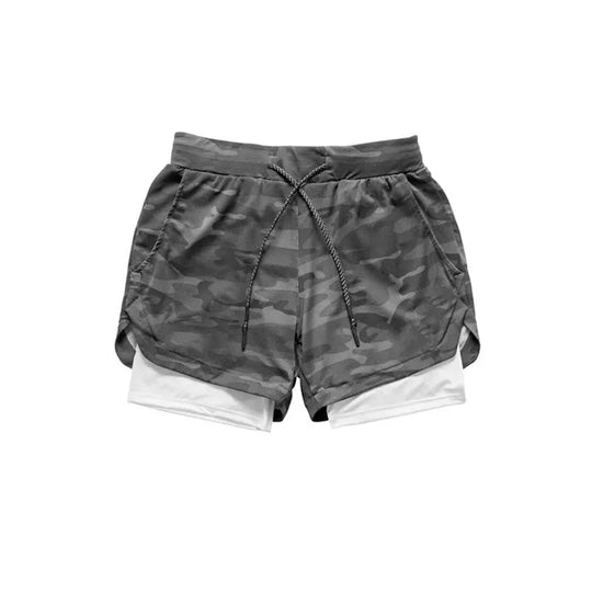Camo Running Shorts Men 2 In 1 Double-deck Quick Dry GYM Sport Shorts Fitness Jogging Workout Shorts Men Sports Short Pants - Allen-Fitness