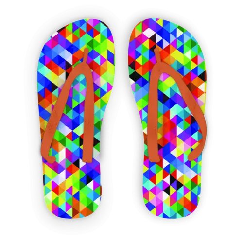 Colorful Geometric Blast Adult Flip Flops - Allen-Fitness