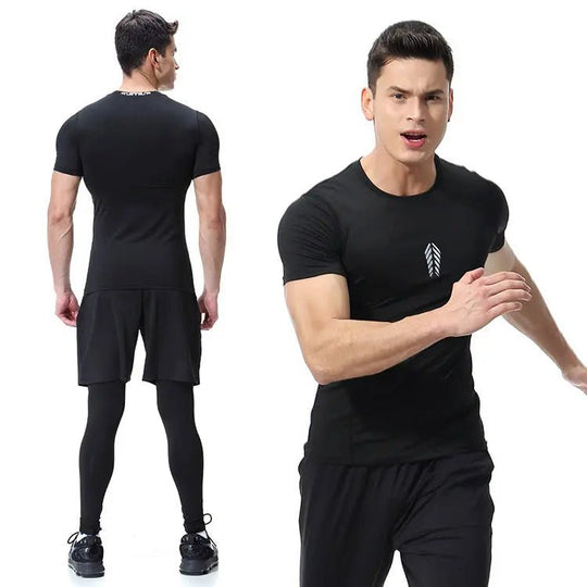 Custom Short Sleeve Sports Tops Seamless Dry Fit Sports Mens Compression Gym Wear Men Gym Tights Gym Fitness Wear - Allen-Fitness