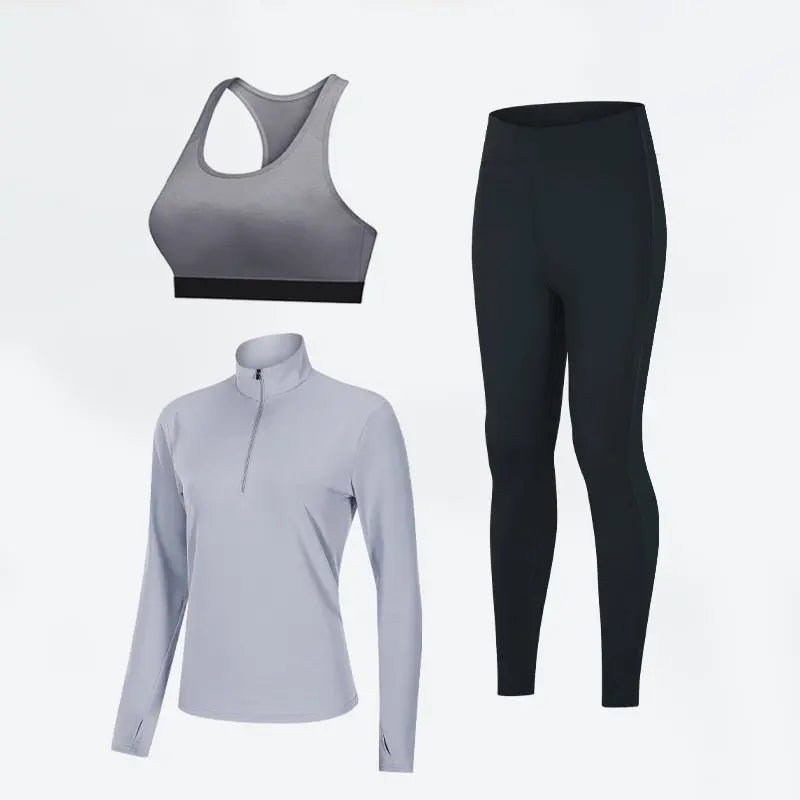 Fitness wear for women gym and workout clothing breathable sport tops yoga Bra and leggings 3 pieces set - Allen-Fitness