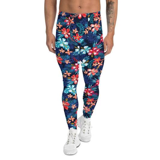 Floral Hibiscus Leggings for Men - Allen-Fitness