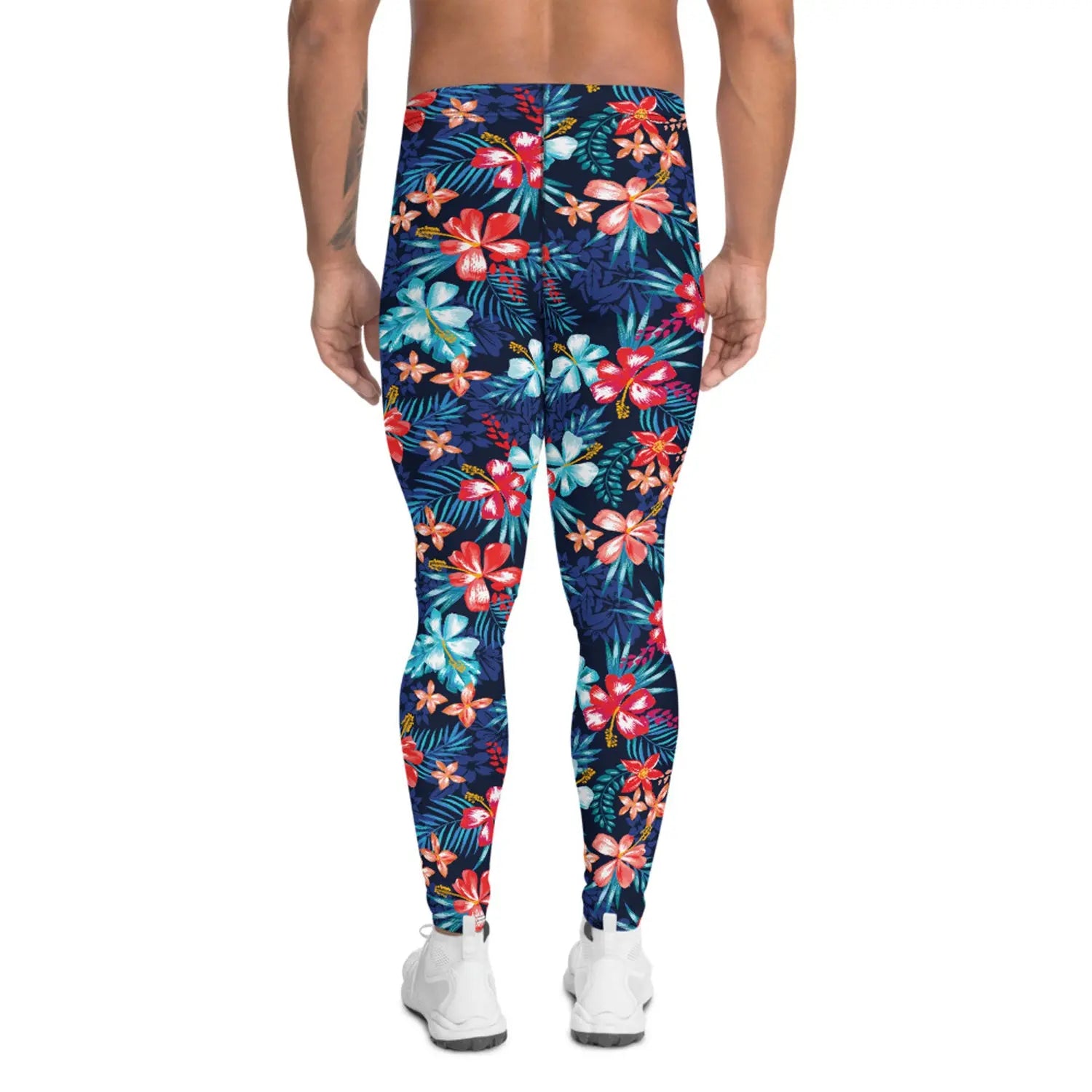 Floral Hibiscus Leggings for Men - Allen-Fitness