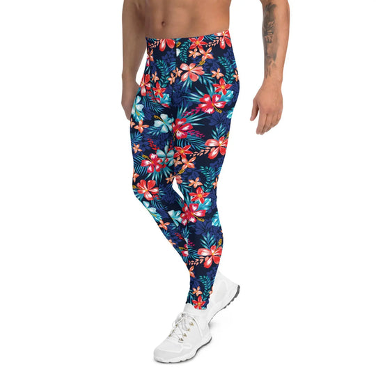 Floral Hibiscus Leggings for Men - Allen-Fitness