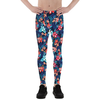 Floral Hibiscus Leggings for Men - Allen-Fitness