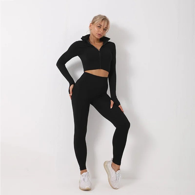 Women Long Sleeve And Pants Leggings Jogger Suit Set Fitness Training Wear Tracksuits Jogger Sweatsuit - Allen Fitness