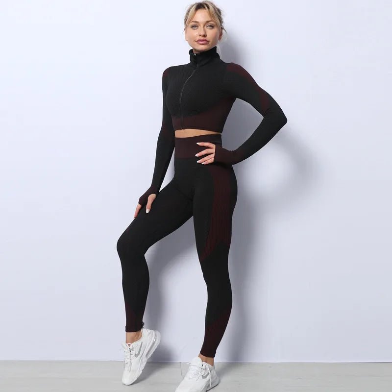 Women Long Sleeve And Pants Leggings Jogger Suit Set Fitness Training Wear Tracksuits Jogger Sweatsuit - Allen Fitness