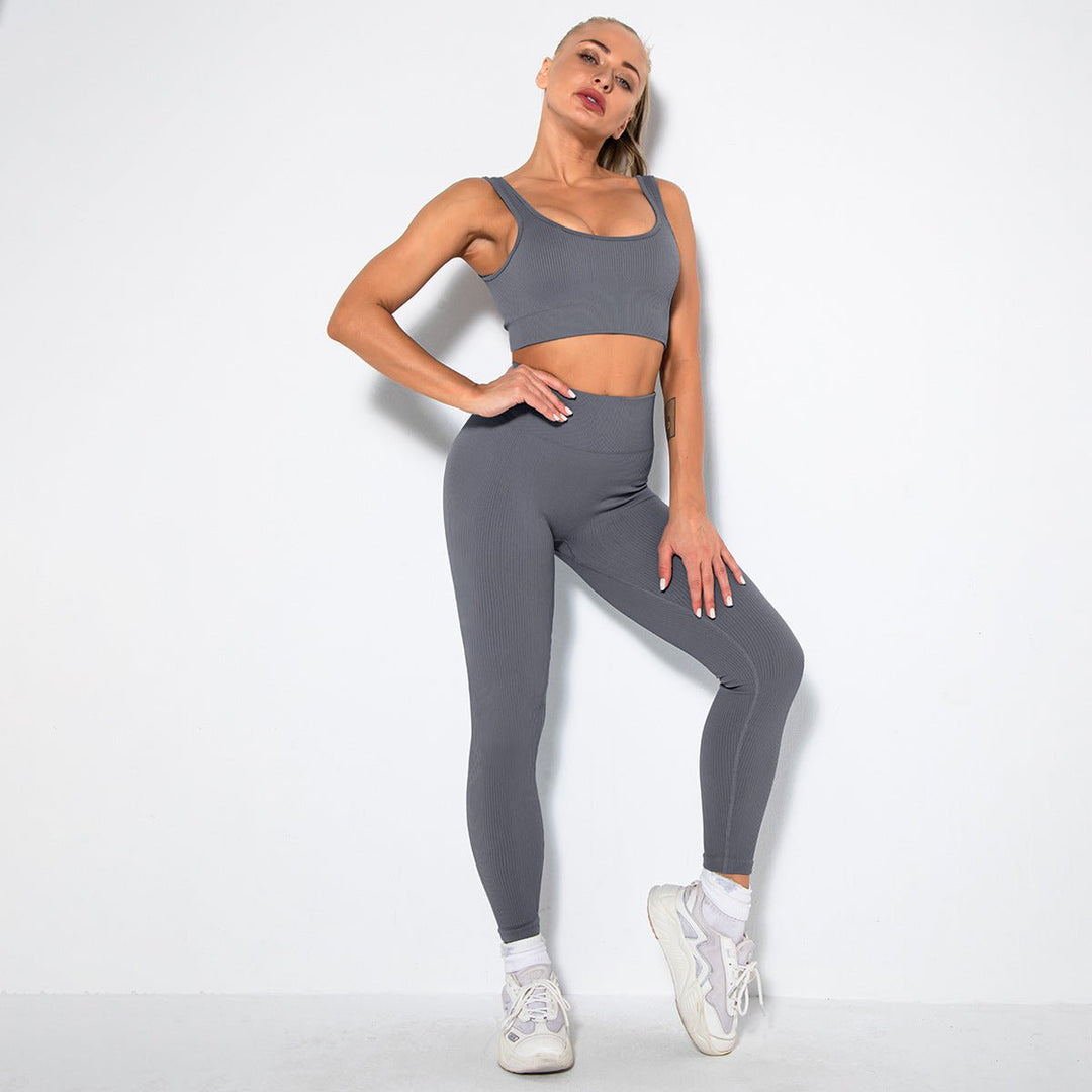 Seamless Sexy Fitness Yoga U V Neck With Leggings Sportswear Gym Wear Active Wear Set 2 Piece Women Sets - Allen Fitness