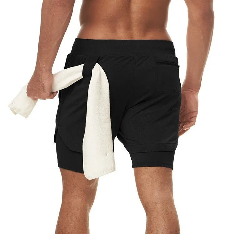 Men Workout Plus Size Shorts 5" Gym Quick Dry 2 in 1 Running Shorts with Phone Pockets - Allen Fitness