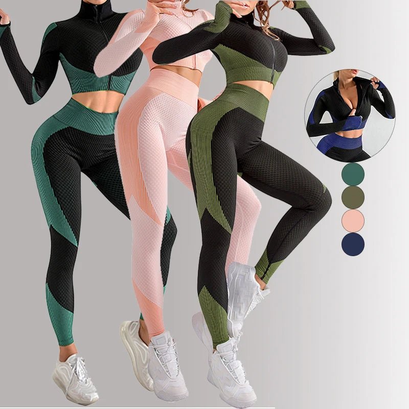 Women Long Sleeve And Pants Leggings Jogger Suit Set Fitness Training Wear Tracksuits Jogger Sweatsuit - Allen Fitness