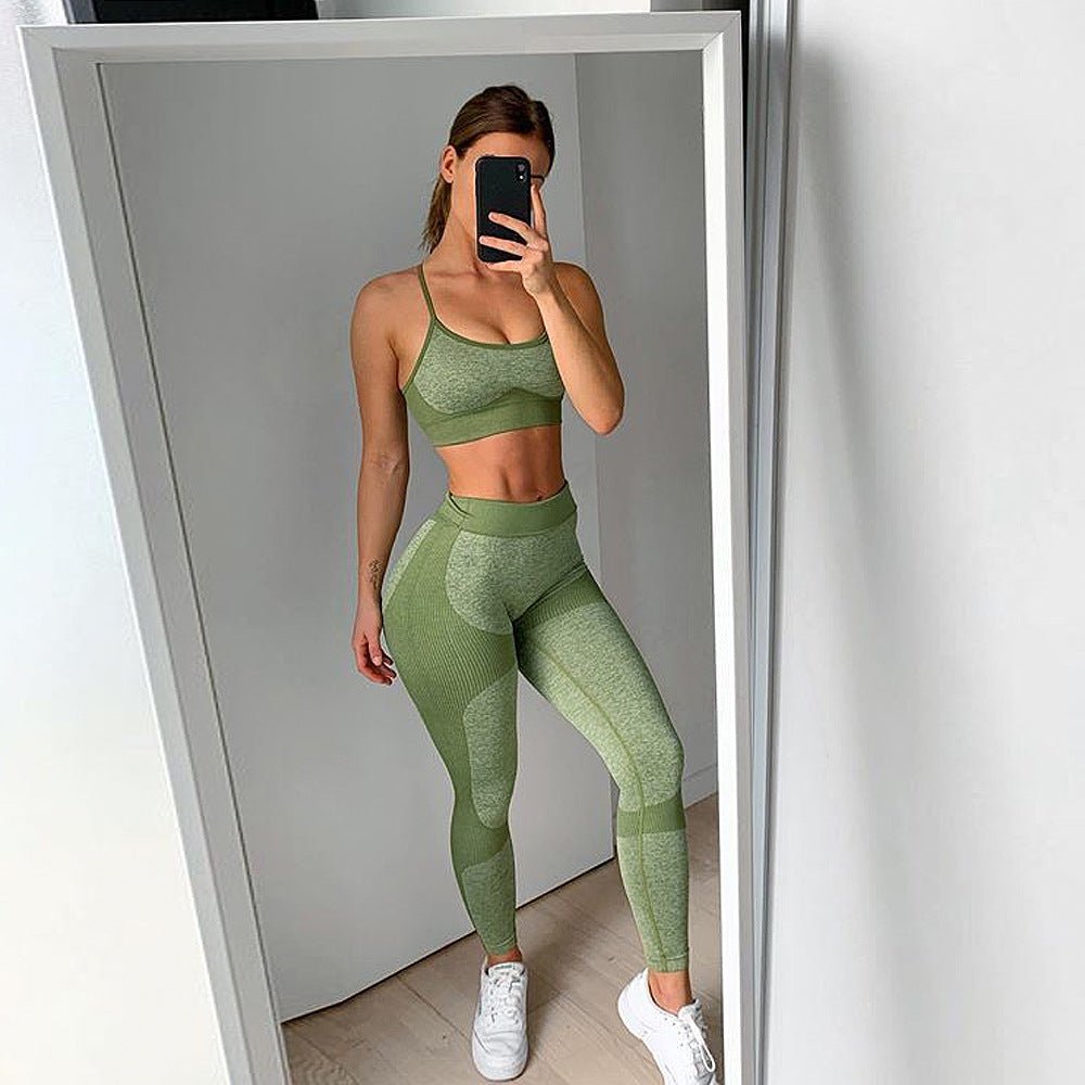 Gym Wear Set Women Sport Custom Fitness Wear High Waist Leggings Bra Clothing Fitness Sexy Yoga Wear Set Clothes - Allen Fitness