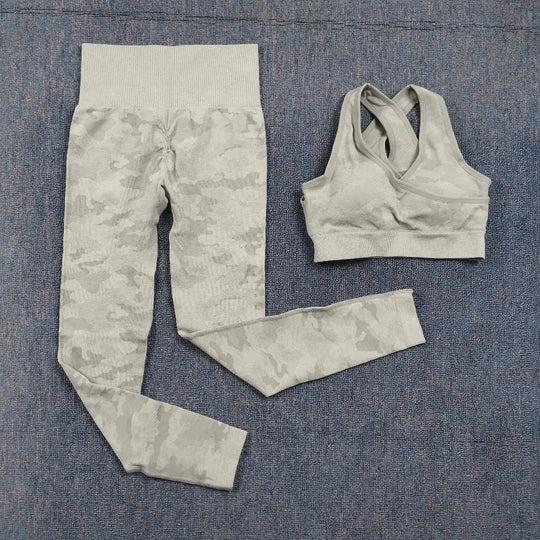 3PCS/Set Camouflage Yoga Set Women Seamless Fitness Yoga Bra Sports Bra High Waist GYM Camo leggings Pants Fitness Suits Workout - Allen Fitness