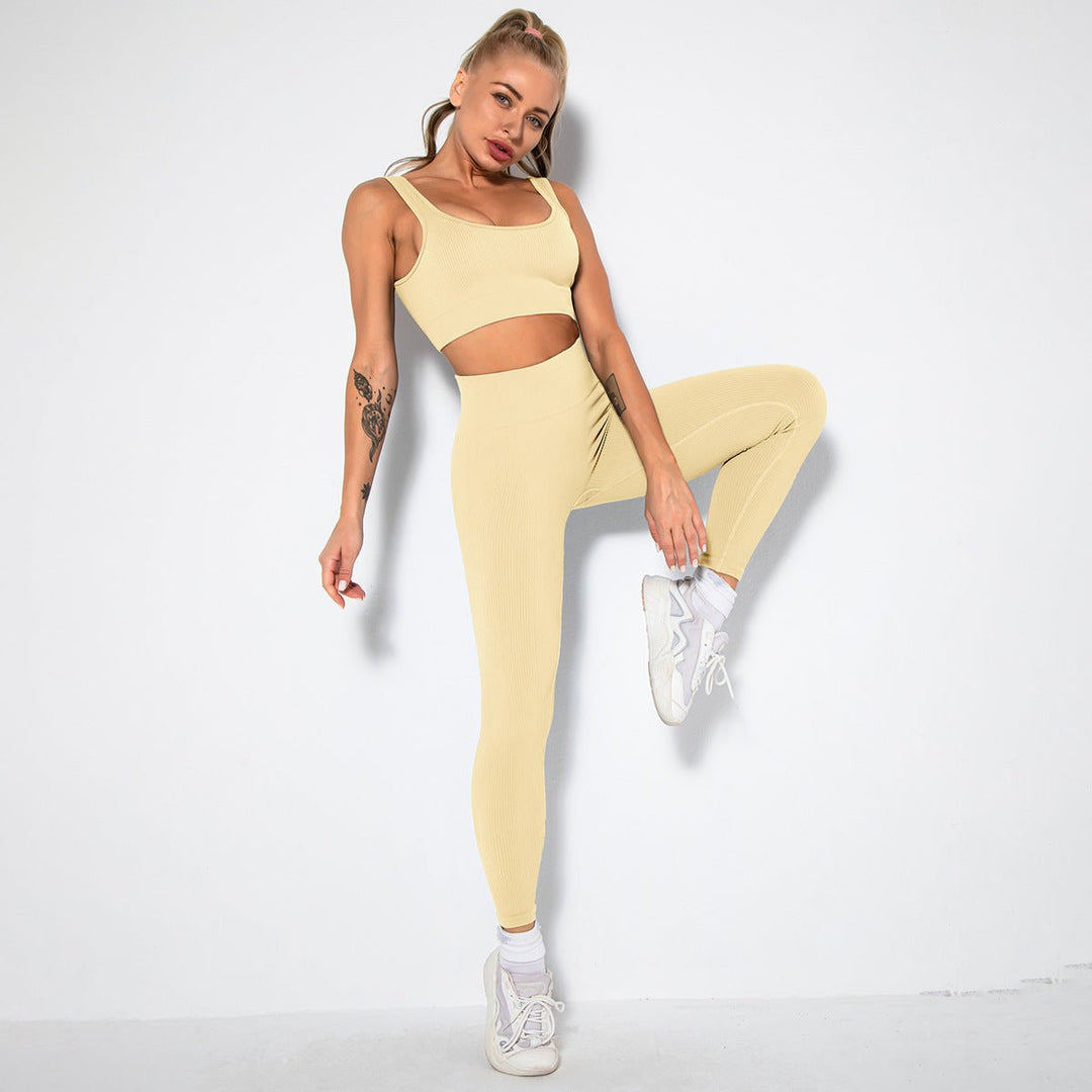 Seamless Sexy Fitness Yoga U V Neck With Leggings Sportswear Gym Wear Active Wear Set 2 Piece Women Sets - Allen Fitness