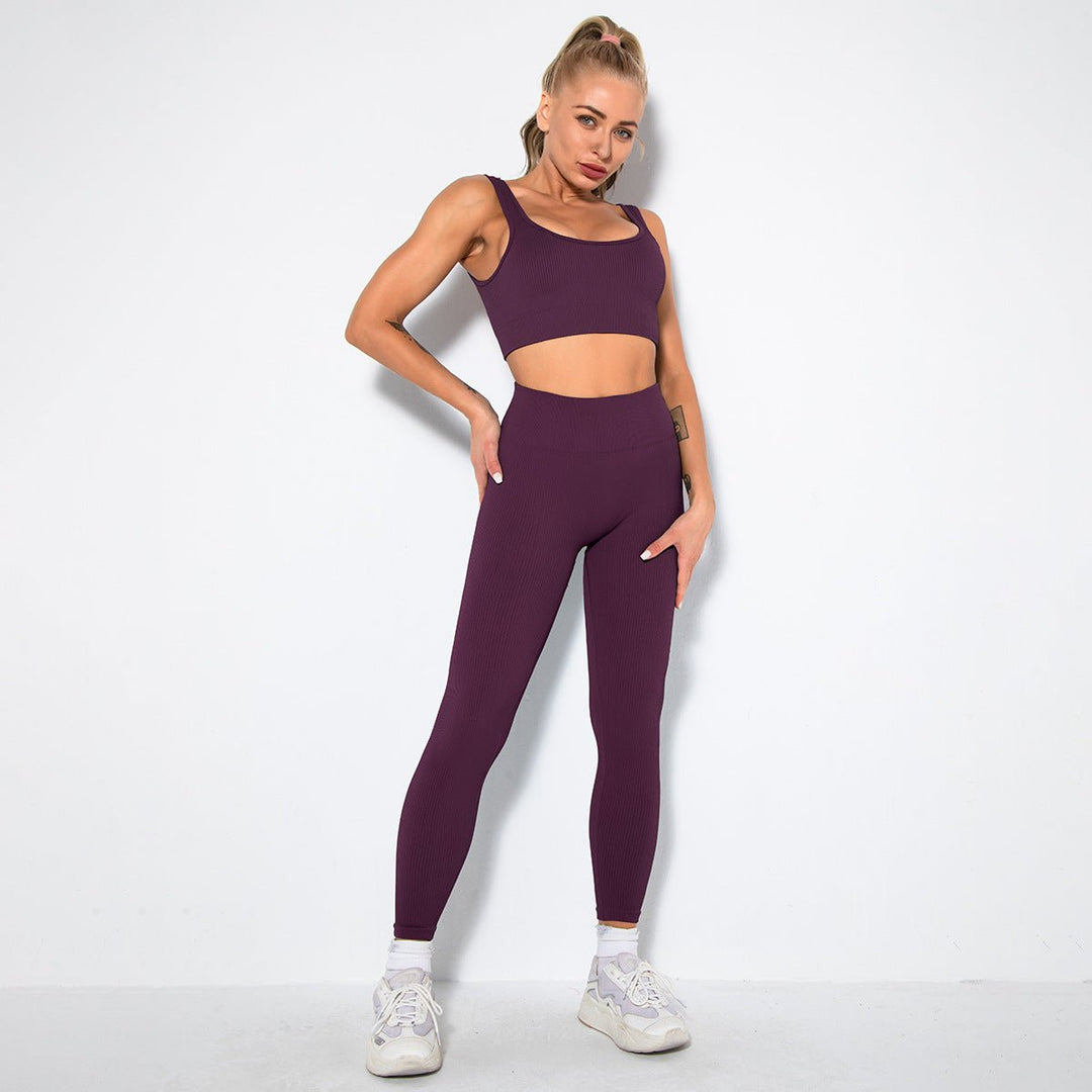 Seamless Sexy Fitness Yoga U V Neck With Leggings Sportswear Gym Wear Active Wear Set 2 Piece Women Sets - Allen Fitness