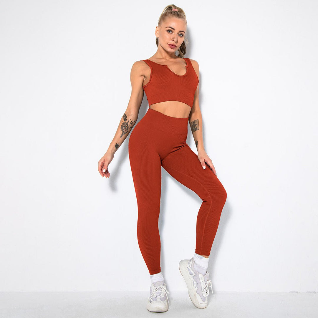 Seamless Sexy Fitness Yoga U V Neck With Leggings Sportswear Gym Wear Active Wear Set 2 Piece Women Sets - Allen Fitness