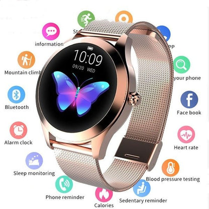 Hot IP68 Waterproof Heart Rate Monitoring Stainless Steel kw10 Smartwatch women Smart Watch Fitness Bracelet - Allen Fitness