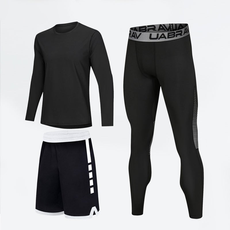 High elastic quick-drying light fabric sportswear compression sports leggings fitness tracksuit men training set soccer clothing - Allen Fitness