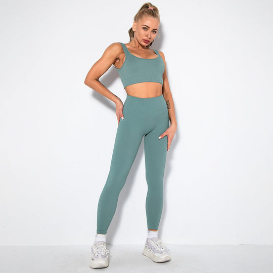 Seamless Sexy Fitness Yoga U V Neck With Leggings Sportswear Gym Wear Active Wear Set 2 Piece Women Sets - Allen Fitness