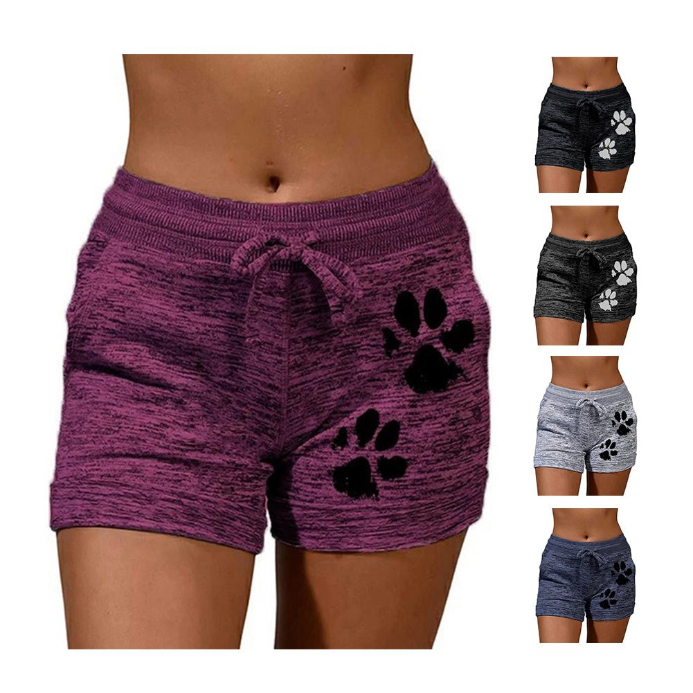 Women Summer Plus Size Shorts Cats Claw Print Drawstring Short Pants Loose Sports Fitness Breathable Shorts - Allen Fitness