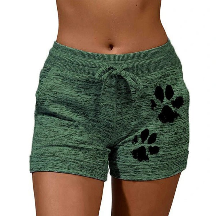 Women Summer Plus Size Shorts Cats Claw Print Drawstring Short Pants Loose Sports Fitness Breathable Shorts - Allen Fitness