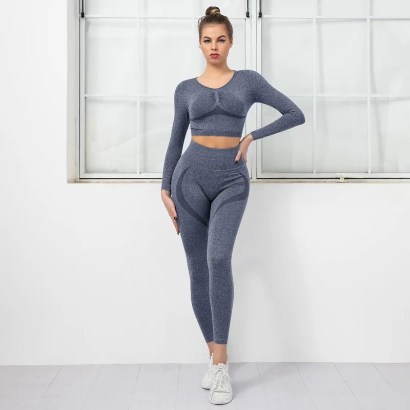 New Fashion 10 Color High Waist Tight Seamless Women's Sets Fitness Sports Gym Running Yoga Tracksuit Set - Allen Fitness