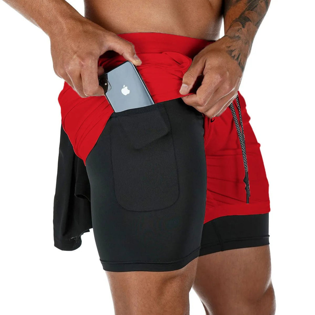 Men Workout Plus Size Shorts 5" Gym Quick Dry 2 in 1 Running Shorts with Phone Pockets - Allen Fitness