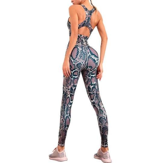 Snake Print Yoga Clothing High Waist Compression Workout Running Leggings and Bra Printed Yoga Set - Allen Fitness