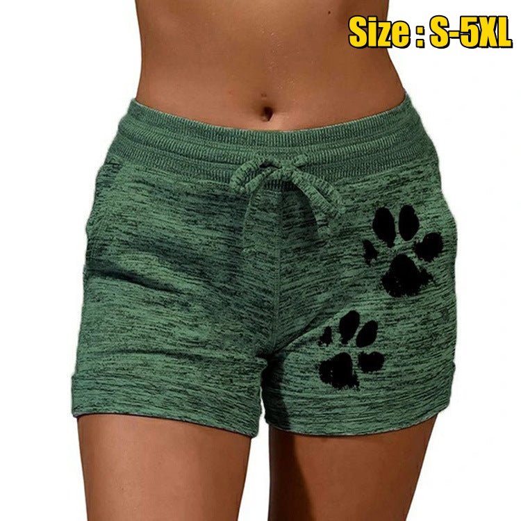 Women Summer Plus Size Shorts Cats Claw Print Drawstring Short Pants Loose Sports Fitness Breathable Shorts - Allen Fitness