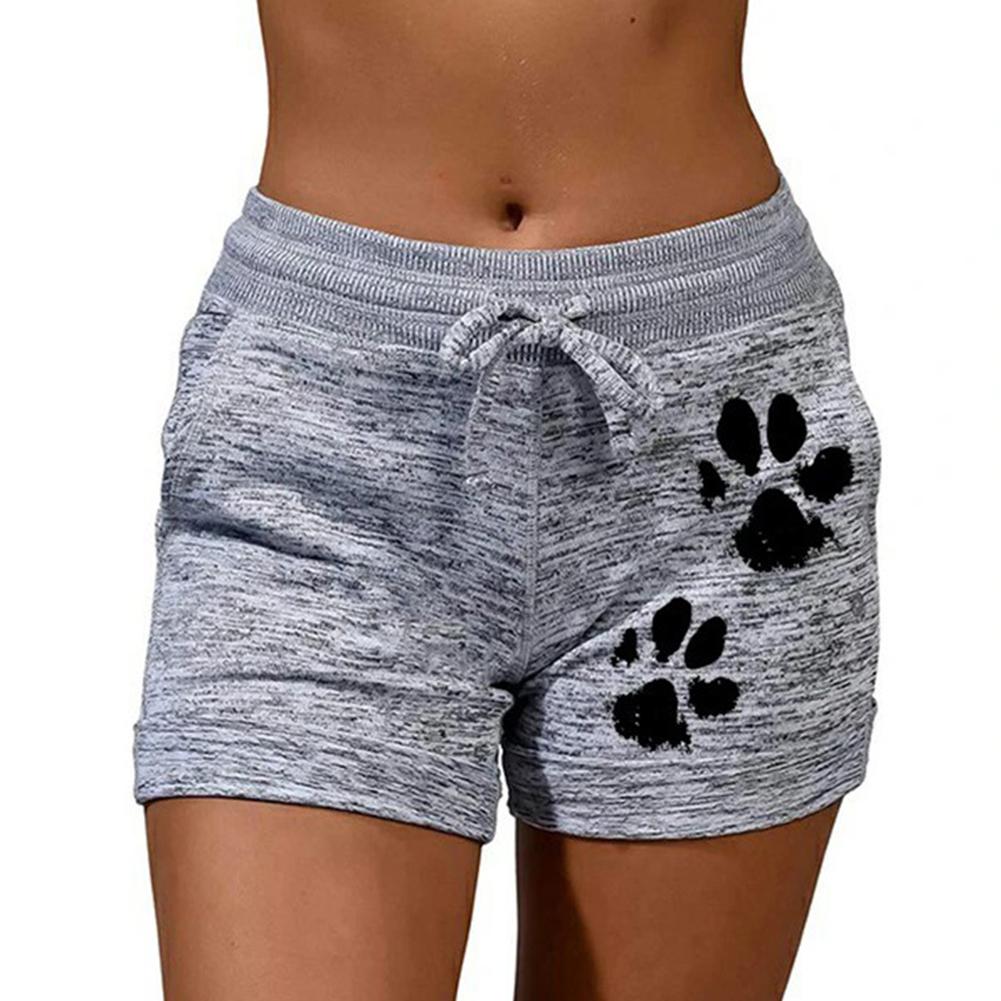 Women Summer Plus Size Shorts Cats Claw Print Drawstring Short Pants Loose Sports Fitness Breathable Shorts - Allen Fitness