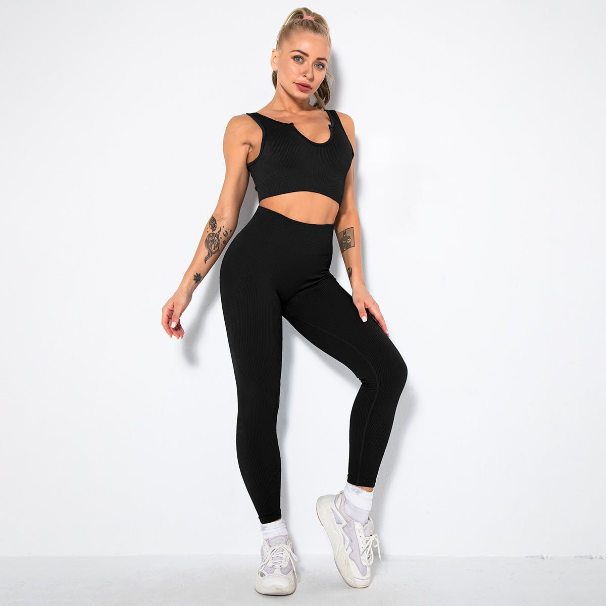 Seamless Sexy Fitness Yoga U V Neck With Leggings Sportswear Gym Wear Active Wear Set 2 Piece Women Sets - Allen Fitness