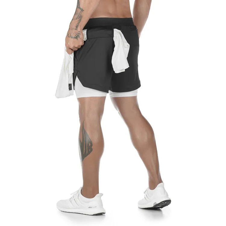 Men Workout Plus Size Shorts 5" Gym Quick Dry 2 in 1 Running Shorts with Phone Pockets - Allen Fitness