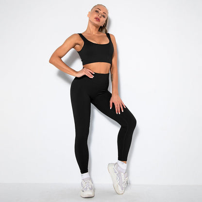 Seamless Sexy Fitness Yoga U V Neck With Leggings Sportswear Gym Wear Active Wear Set 2 Piece Women Sets - Allen Fitness