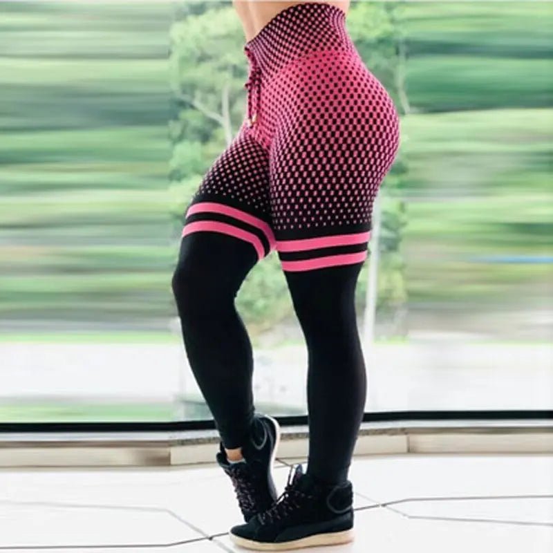 Hot Sale Polyester Stretchy Yoga Pants	Drawstring Women Sports Gym Yoga Wear Digital Printing High Waist Tights Woman Leggings - Allen-Fitness