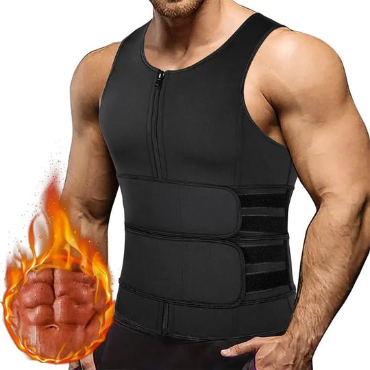 Men Waist Trainer Tank Tops Shapewear Slimming Body Shaper Compression Shirt Underwear for Weight Loss Workout Sauna Sweat Vest - Allen-Fitness