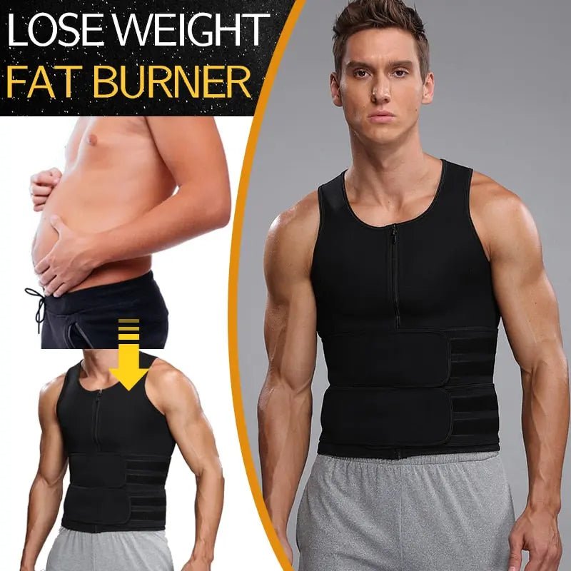 Men Waist Trainer Tank Tops Shapewear Slimming Body Shaper Compression Shirt Underwear for Weight Loss Workout Sauna Sweat Vest - Allen-Fitness