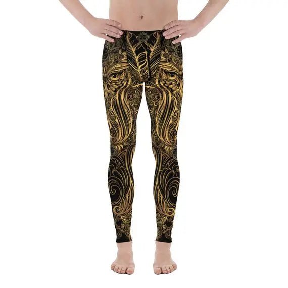 Mens Leggings - Art Deco Steam Punk Owl Design - Allen-Fitness