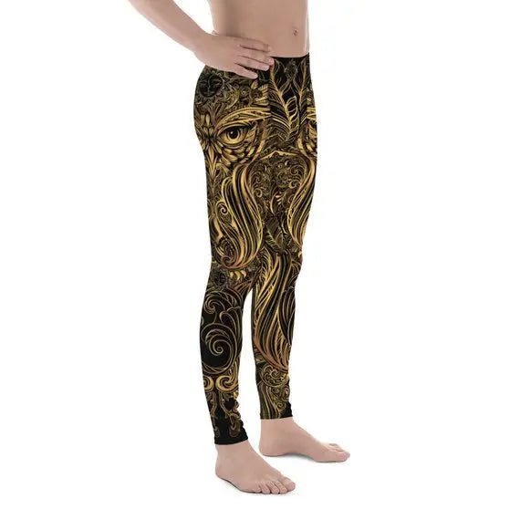 Mens Leggings - Art Deco Steam Punk Owl Design - Allen-Fitness