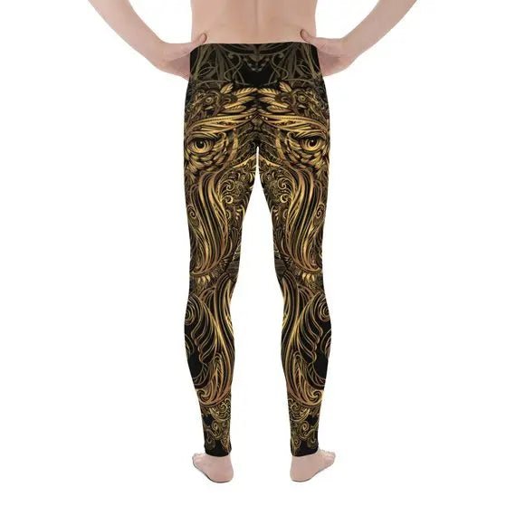 Mens Leggings - Art Deco Steam Punk Owl Design - Allen-Fitness