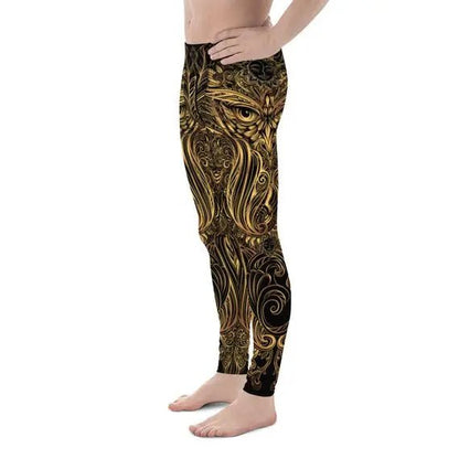 Mens Leggings - Art Deco Steam Punk Owl Design - Allen-Fitness