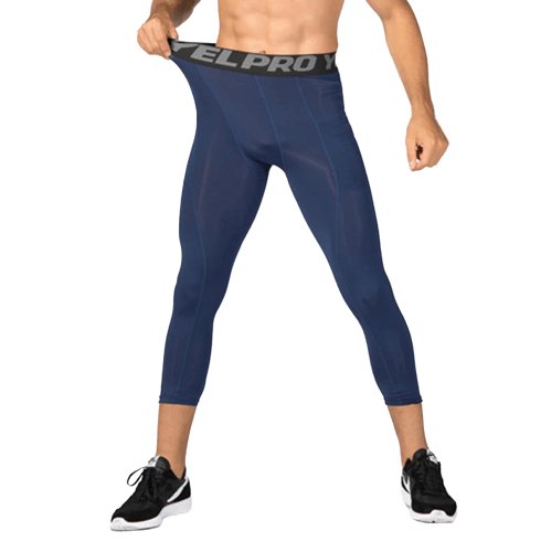 a man in a blue leggings with the word elpro printed on it