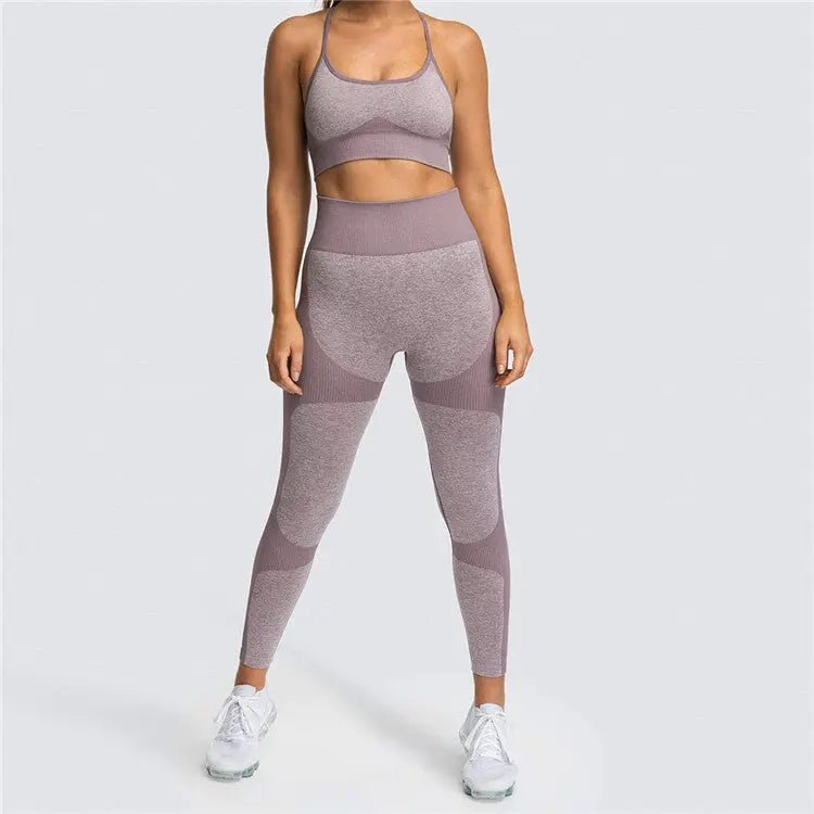 Seamless Sports Bra High Waist Leggings Workout Gym Fitness Running Yoga Sets 2 Piece Set Women - Allen-Fitness