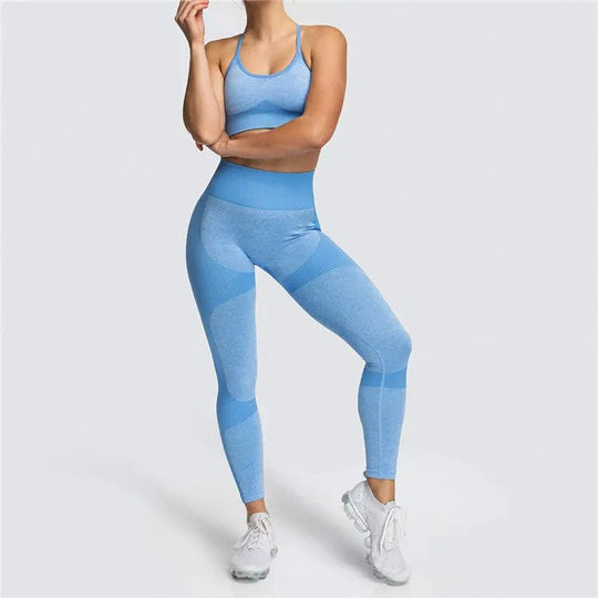 Seamless Sports Bra High Waist Leggings Workout Gym Fitness Running Yoga Sets 2 Piece Set Women - Allen-Fitness