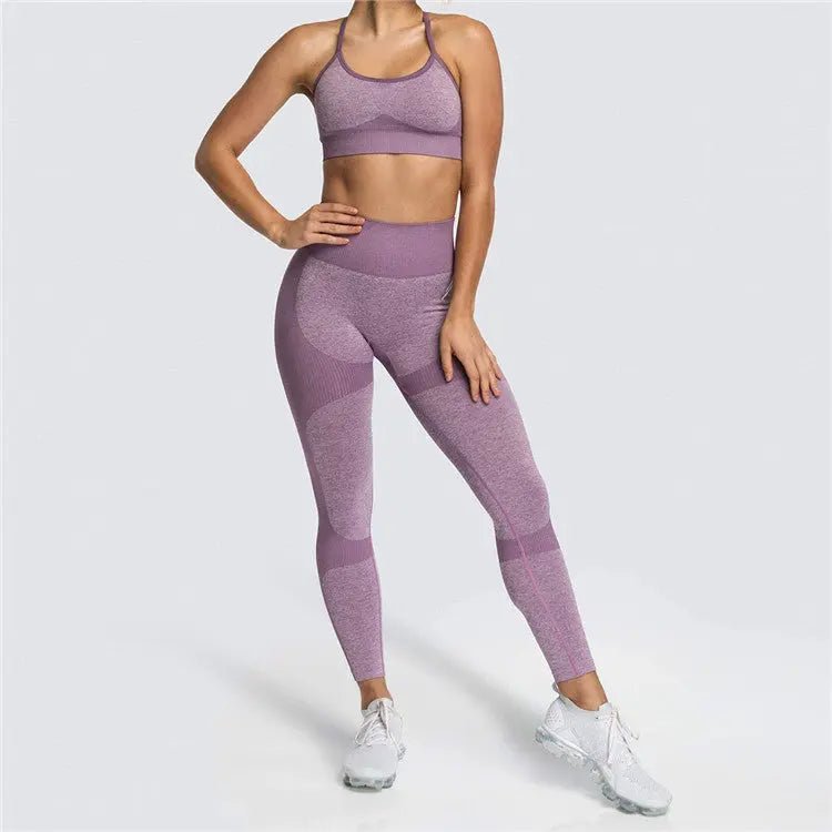 Seamless Sports Bra High Waist Leggings Workout Gym Fitness Running Yoga Sets 2 Piece Set Women - Allen-Fitness