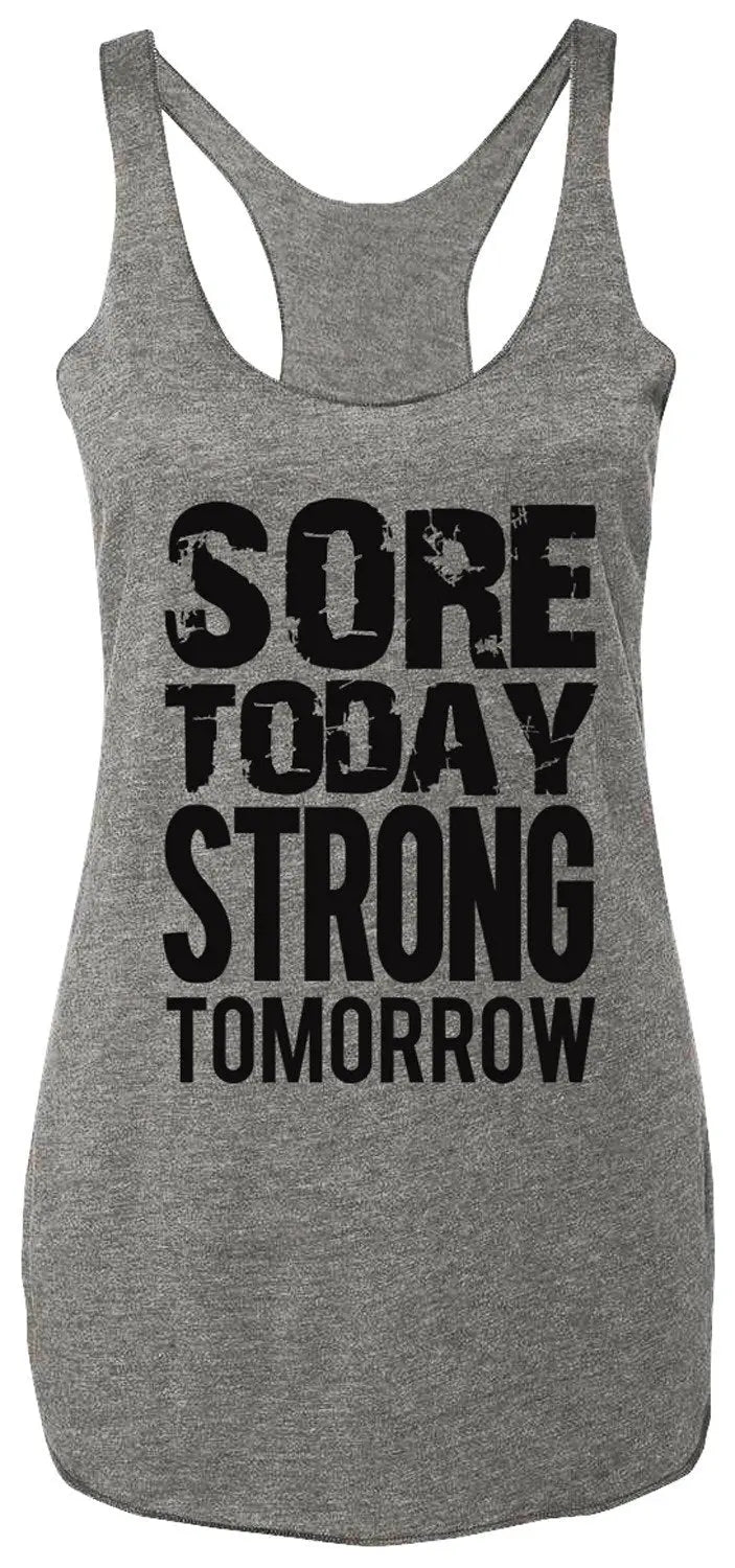 Sore Today STRONG Tomorrow Workout Tank Top Gray with Black - Allen-Fitness