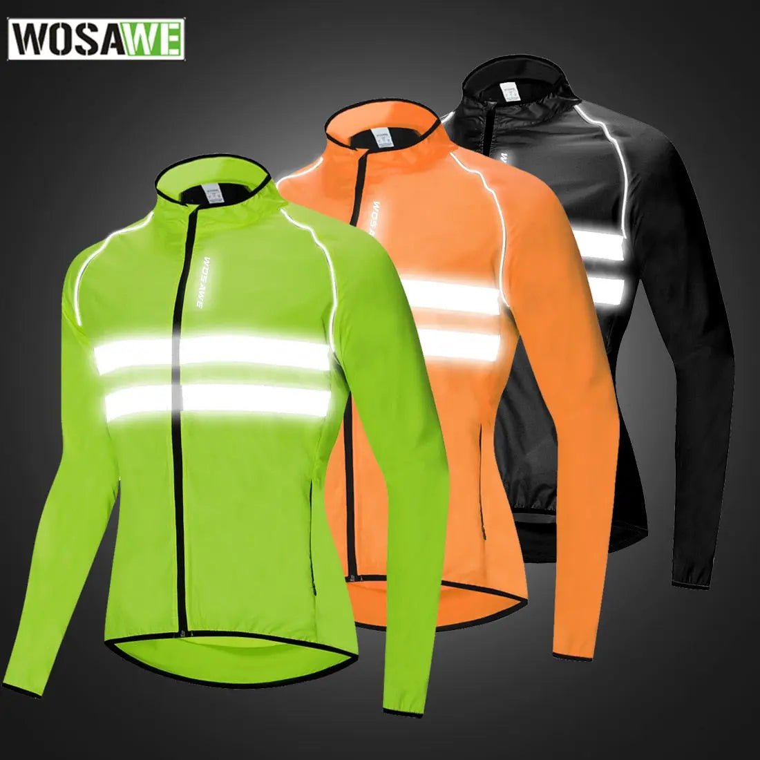 WOSAWE Ultralight Reflective Men&#39;s Cycling Jacket Long Waterproof Windproof Road Mountain Bike MTB Jackets Bicycle Windbreaker - Allen-Fitness